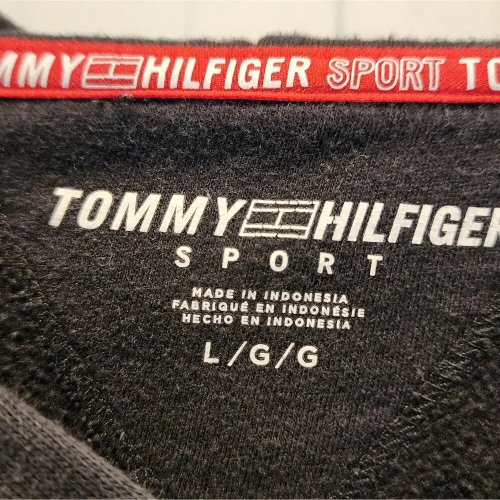 Vintage Tommy Hilfiger Black Hoodie Sweatshirt Pullover Casual Wear Women's Sz L